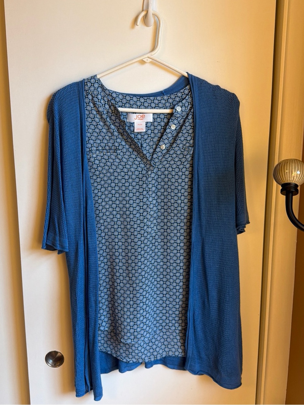 Joe Fresh Blue Layered Short-Sleeve Blouse, Joseph A sweater